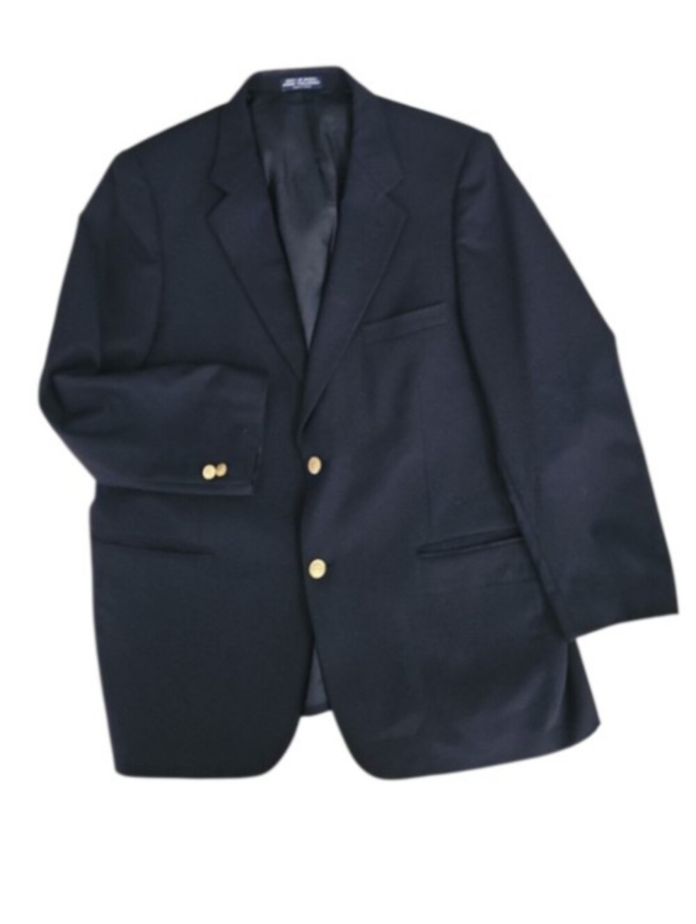 Alan Flusser Navy Wool Blazer 42S Gold Crest Buttons Preppy Old Money Tailored
